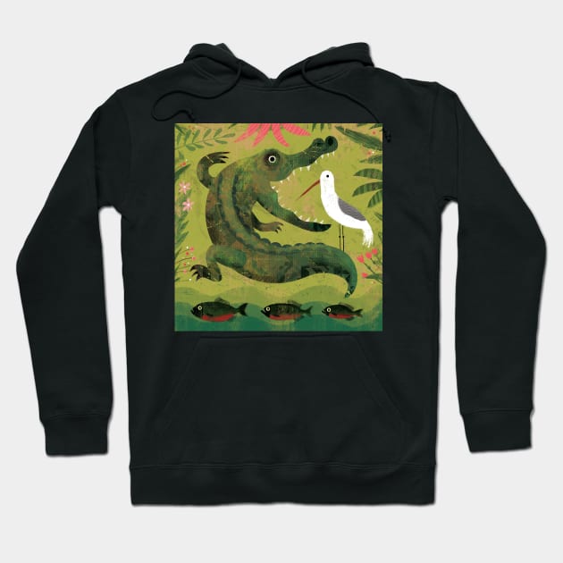 Alligator, Bird and Fish Hoodie by Gareth Lucas